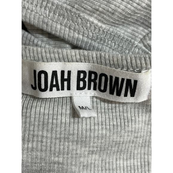 Joah Brown Women's Gray Ribbed Knit High Neck Racerback Athletic Crop Top M/L - Picture 5 of 6